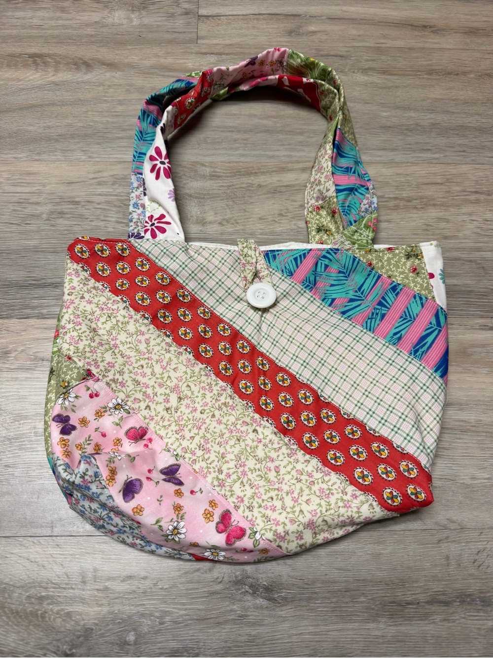 Quilted Look Patchwork Tote Bag - Pink Multi